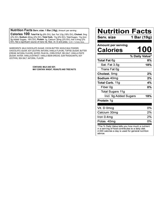 Ingredients Caramel Crunch Milk Chocolate 100 Calorie Bar - 48 Case Pack