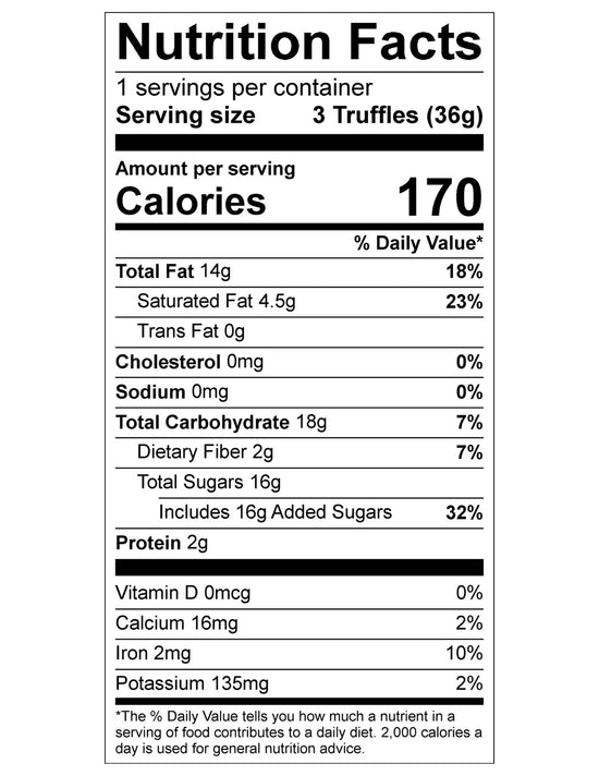 Ingredients Vegan Certified Parve Dark Chocolate Hazelnut Truffles 3pc