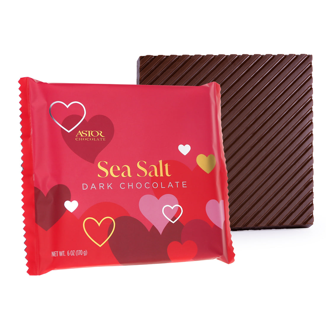6oz Valentine's Dark Chocolate & Sea Salt Mega Square – Astor