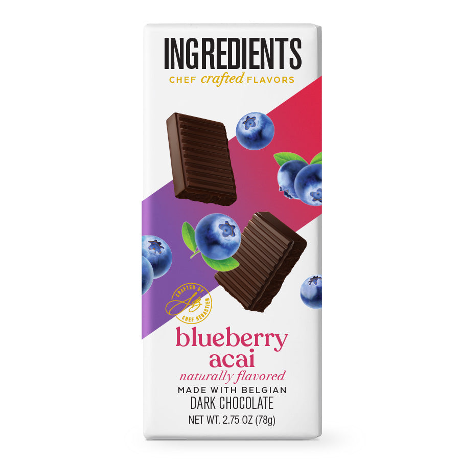 Ingredients Blueberry Acai Dark Chocolate 2.75oz Bar – Astor Chocolate