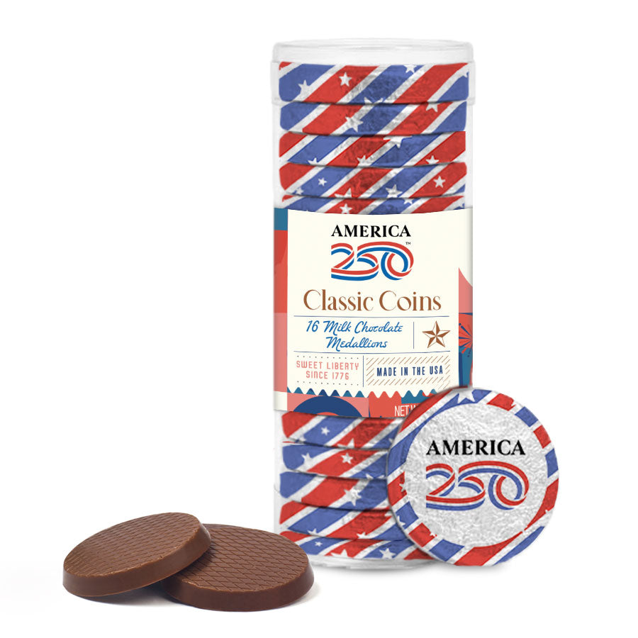 【美品】AMERICA ON FIRM America 250™ - Milk Chocolate Medallions 16pc – Astor Chocolate
