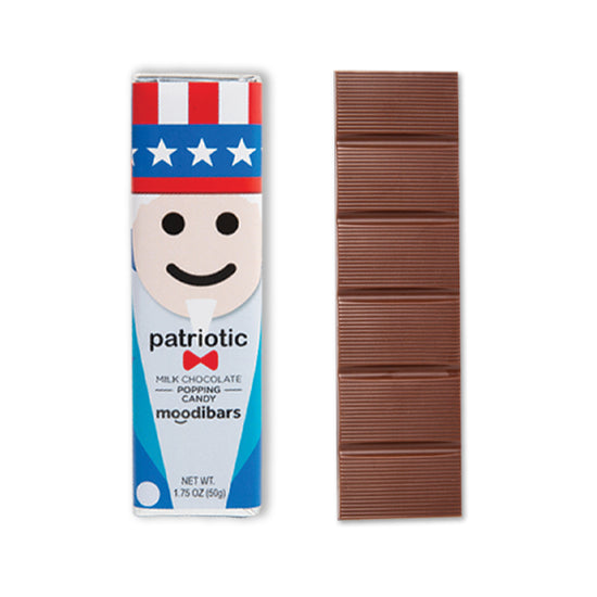 Patriotic Moodibar - Milk Chocolate Popping Candy 1.75oz Bar