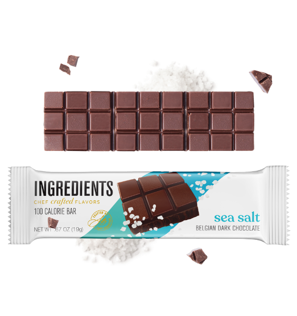 Ingredients 54% Sea Salt Belgian Dark Chocolate 100 Calorie Bar - 24 Case  Pack