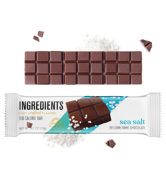 Ingredients 54% Sea Salt Belgian Dark Chocolate 100 Calorie Bar - 24 Case Pack
