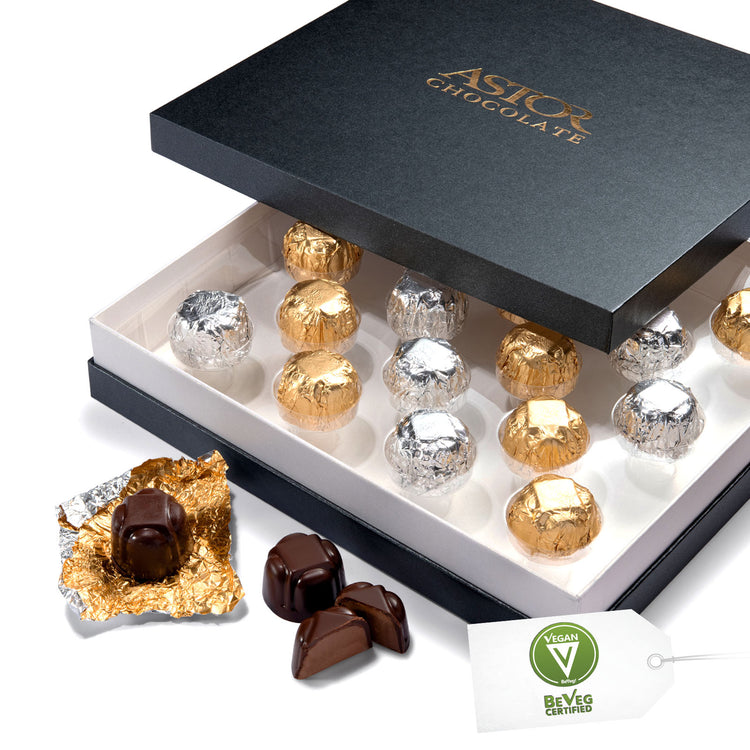 Astor Chocolate - Caja de regalo de corazón para el día de San Valentín, 24  trufas belgas gourmet, corazones surtidos de chocolate, canasta de regalos
