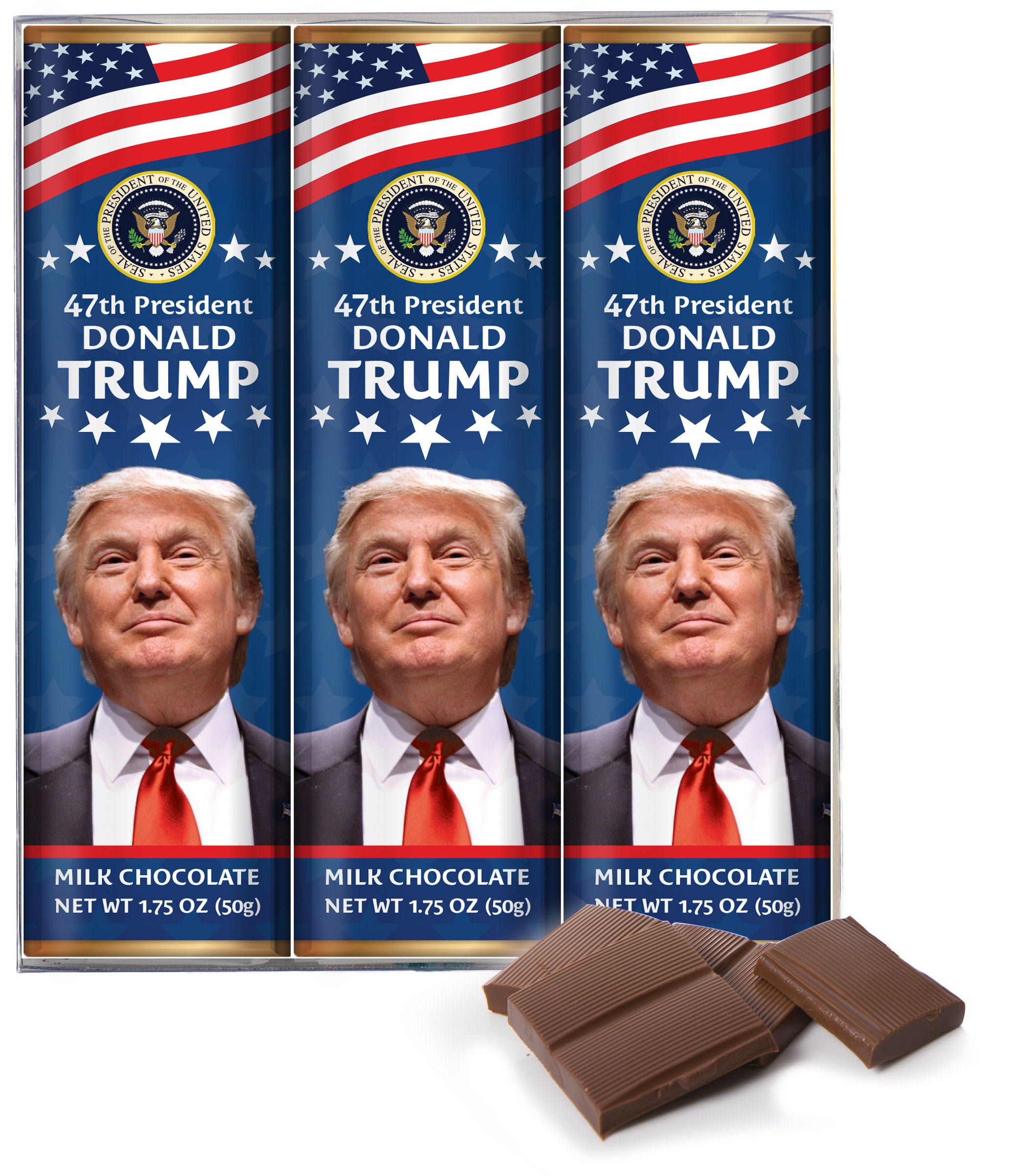 2025 President Donald Trump 1.75oz Milk Chocolate 3-Bar Pack – Astor ...