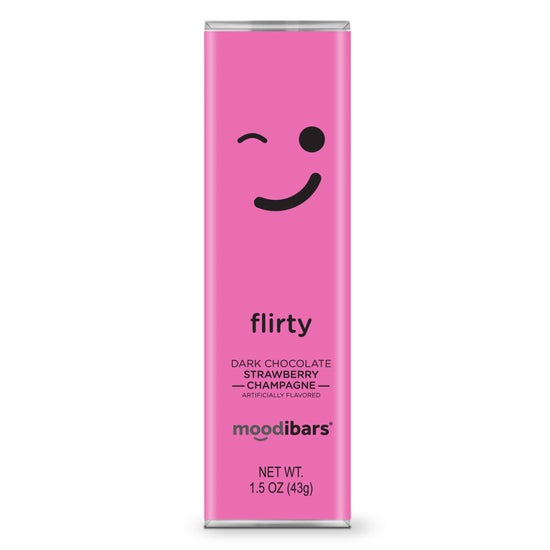 Flirty Moodibar - Dark Chocolate Strawberry Champagne 1.5oz Bar