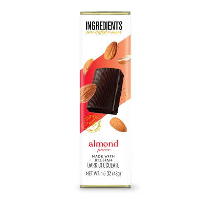 Ingredients Belgian Dark Chocolate with Almond Pieces 1.5oz Bar