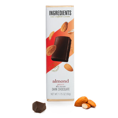 Ingredients Belgian Dark Chocolate with Almond Pieces 1.5oz Bar