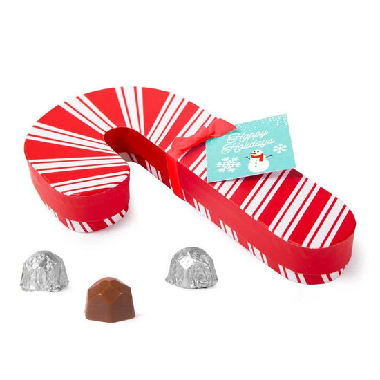 Holiday Candy Cane Truffle Box With Foiled Truffles 10pc