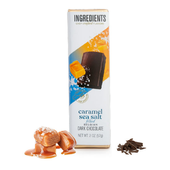 Ingredients Caramel Sea Salt Filled Belgian Dark Chocolate 1.75 oz Bar