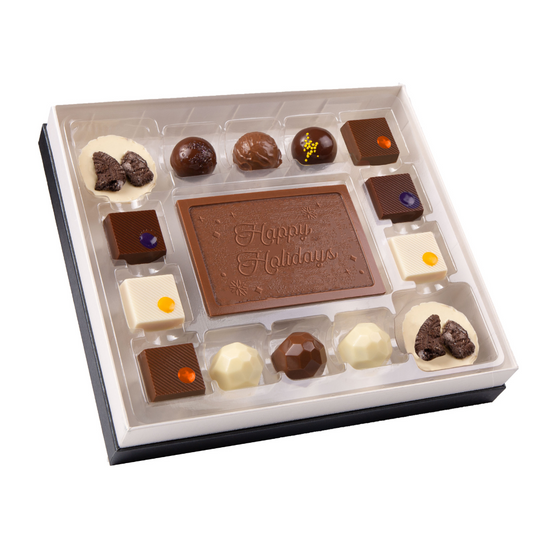 14 Piece Assorted Truffles & Happy Holidays! Plaque