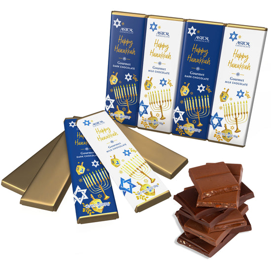 Hanukkah 4-Bar Milk Chocolate and Dark Chocolate Pack