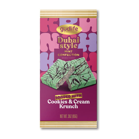 Gudlife - Dubai Style Mint Confection Cookies & Cream 3oz Mega Krunch Bar