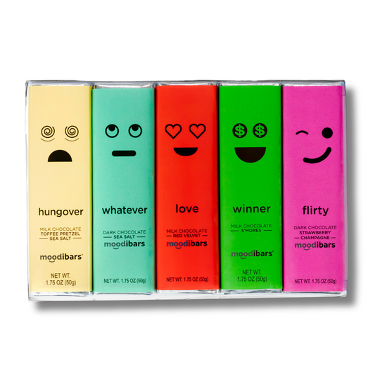 "High Five" - Moodibar Gourmet Belgian Chocolate 1.5oz 5-Bar Pack