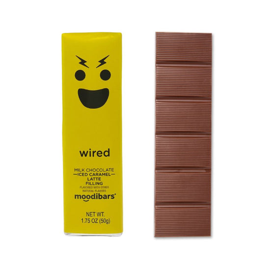 Wired Moodibar - Milk Chocolate Iced Caramel Latte Filling Bar 1.75 oz Bar