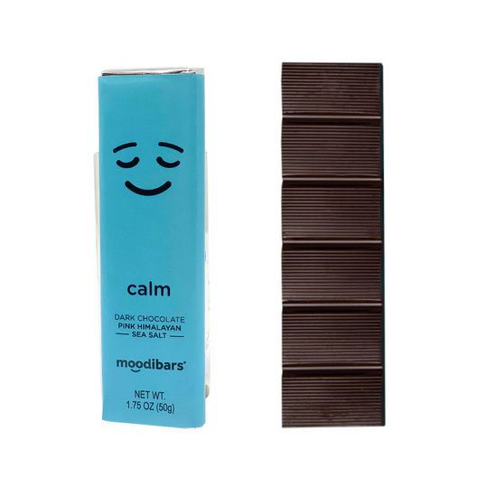 Calm Moodibar - Dark Chocolate Pink Himalayan Sea Salt Bar 1.5 oz Bar