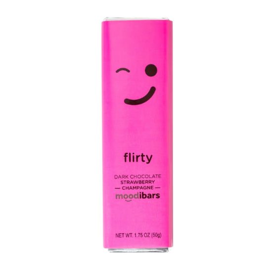 Flirty Moodibar - Dark Chocolate Strawberry Champagne 1.5oz Bar