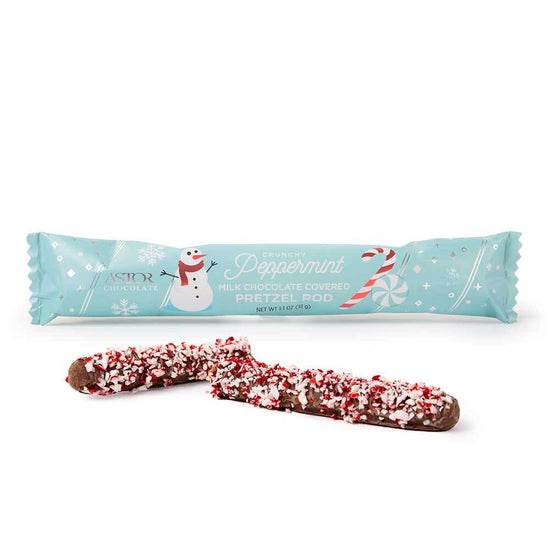 Holiday Assorted Enrobed Pretzel Rods with Peppermint and Toffee Topping 32 pc