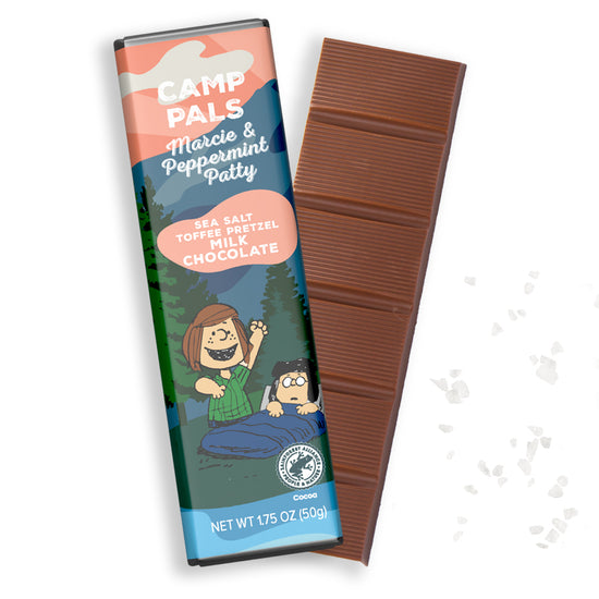 Peanuts®  Camp Pals Marcie & Peppermint Patty Sea Salt Toffee Pretzel Milk Chocolate 1.75 oz Bar