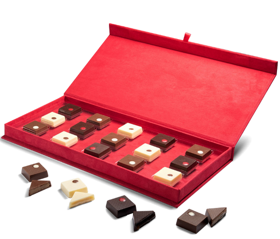 Holiday Red Suede Microdot Assortment Truffle Box 15pc
