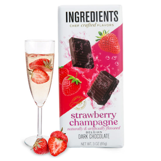 Ingredients Strawberry Champagne Belgian Dark Chocolate 3 oz Bar