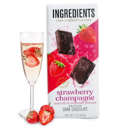 Ingredients Strawberry Champagne Belgian Dark Chocolate 2.75oz Bar