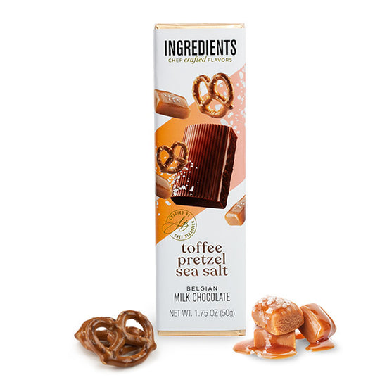 Ingredients Toffee Pretzel Sea Salt Belgian Milk Chocolate 1.5oz Bar