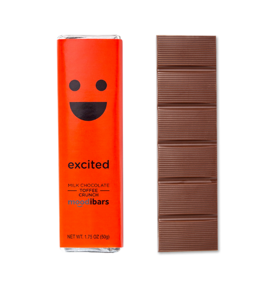 Excited Moodibar - Milk Chocolate Toffee Crunch 1.5oz Bar