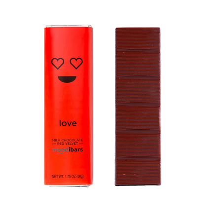Love Moodibar - Creamy Milk Chocolate Red Velvet 1.5oz Bar