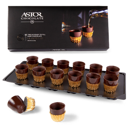 Gourmet 54% Dark Belgian Chocolate Liquor Cups – 12 Cups