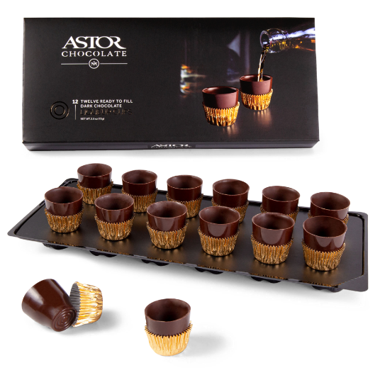 Gourmet 54% Dark Belgian Chocolate Liquor Cups – 12 Cups