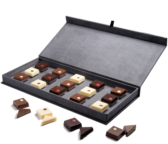 Grey Suede Assorted Microdot Gourmet Truffle Box 15pc