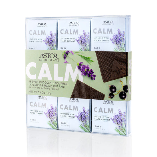Calm – Lavender Black Currant 54% Dark Chocolate 18pc Squares